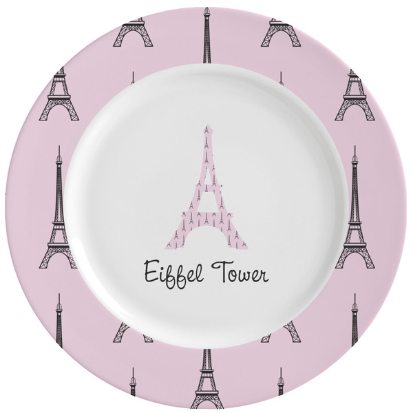 Custom Eiffel Tower Ceramic Dinner Plates (Set of 4) (Personalized)
