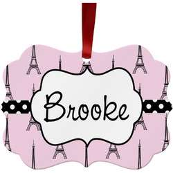 Eiffel Tower Metal Frame Ornament - Double Sided w/ Name or Text