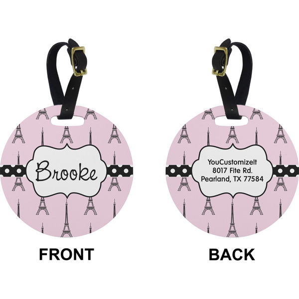 Eiffel Tower Circle Luggage Tag (Front + Back)