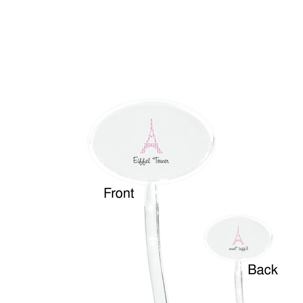 Eiffel Tower Clear Plastic 7" Stir Stick - Oval - Front & Back