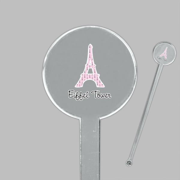 Eiffel Tower Clear Plastic 7" Stir Stick - Round - Closeup