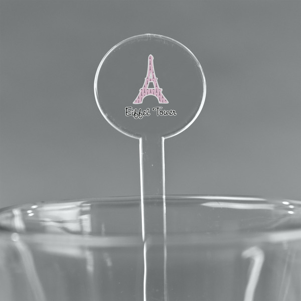 Custom Eiffel Tower 7" Round Plastic Stir Sticks - Clear (Personalized)