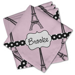 Eiffel Tower Cloth Cocktail Napkins - Set of 4 w/ Name or Text