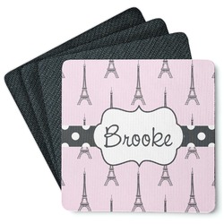 Eiffel Tower Square Rubber Backed Coasters - Set of 4 (Personalized)