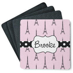 Eiffel Tower Square Rubber Backed Coasters - Set of 4 (Personalized)