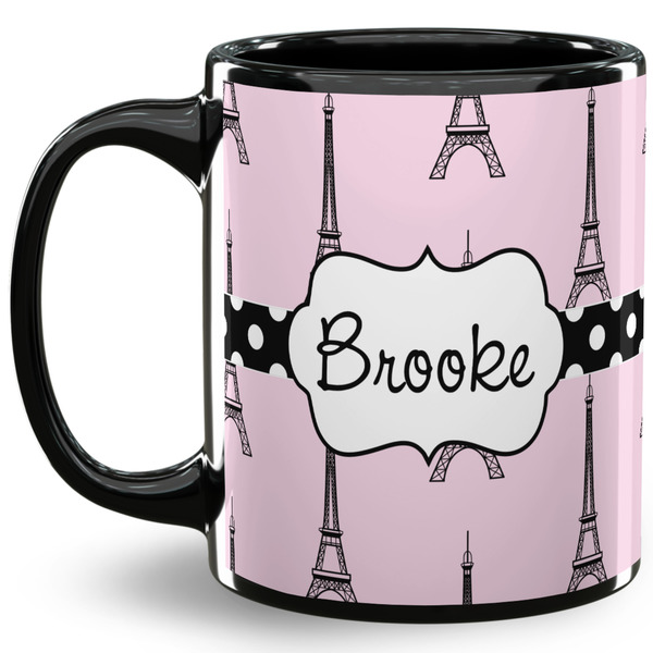 Custom Eiffel Tower 11 Oz Coffee Mug - Black (Personalized)