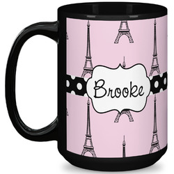 Eiffel Tower 15 Oz Coffee Mug - Black (Personalized)