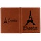 Eiffel Tower Cognac Leather Passport Holder Outside Double Sided - Apvl