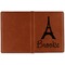 Eiffel Tower Cognac Leather Passport Holder Outside Single Sided - Apvl