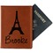Eiffel Tower Cognac Leather Passport Holder With Passport - Main
