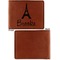 Eiffel Tower Cognac Leatherette Bifold Wallets - Front and Back Single Sided - Apvl