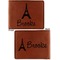 Eiffel Tower Cognac Leatherette Bifold Wallets - Front and Back