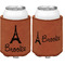Eiffel Tower Cognac Leatherette Can Sleeve - Double Sided Front and Back