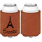 Eiffel Tower Cognac Leatherette Can Sleeve - Single Sided Front and Back