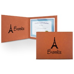 Eiffel Tower Leatherette Certificate Holder - Front and Inside (Personalized)