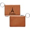 Eiffel Tower Cognac Leatherette Keychain ID Holders - Front Apvl