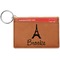 Eiffel Tower Cognac Leatherette Keychain ID Holders - Front Credit Card