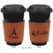 Eiffel Tower Cognac Leatherette Mug Sleeve - Double Sided Apvl