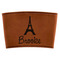 Eiffel Tower Cognac Leatherette Mug Sleeve - Flat