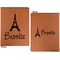 Eiffel Tower Cognac Leatherette Portfolios with Notepad - Large - Double Sided - Apvl
