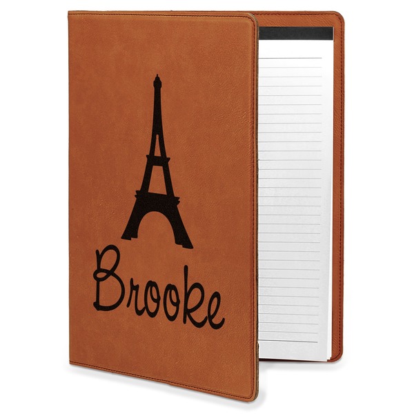Custom Eiffel Tower Leatherette Portfolio with Notepad - Large - Double Sided (Personalized)
