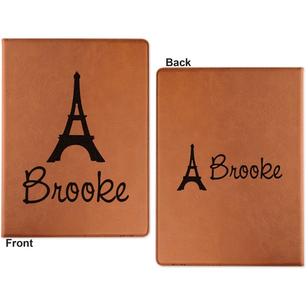 Eiffel Tower Cognac Leatherette Portfolios with Notepad - Small - Double Sided- Apvl
