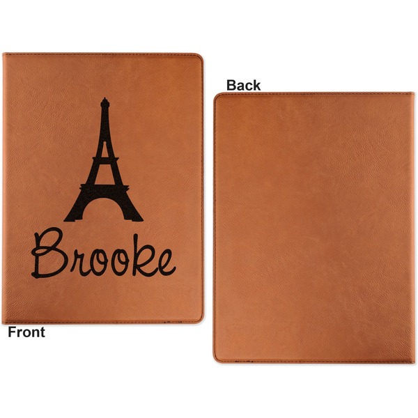 Eiffel Tower Cognac Leatherette Portfolios with Notepad - Small - Single Sided- Apvl