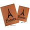 Eiffel Tower Cognac Leatherette Portfolios with Notepad - Compare Sizes