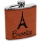 Eiffel Tower Cognac Leatherette Wrapped Stainless Steel Flask