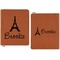 Eiffel Tower Cognac Leatherette Zipper Portfolios with Notepad - Double Sided - Apvl