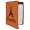 Eiffel Tower Cognac Leatherette Zipper Portfolios with Notepad - Main