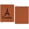 Eiffel Tower Cognac Leatherette Zipper Portfolios with Notepad - Single Sided - Apvl