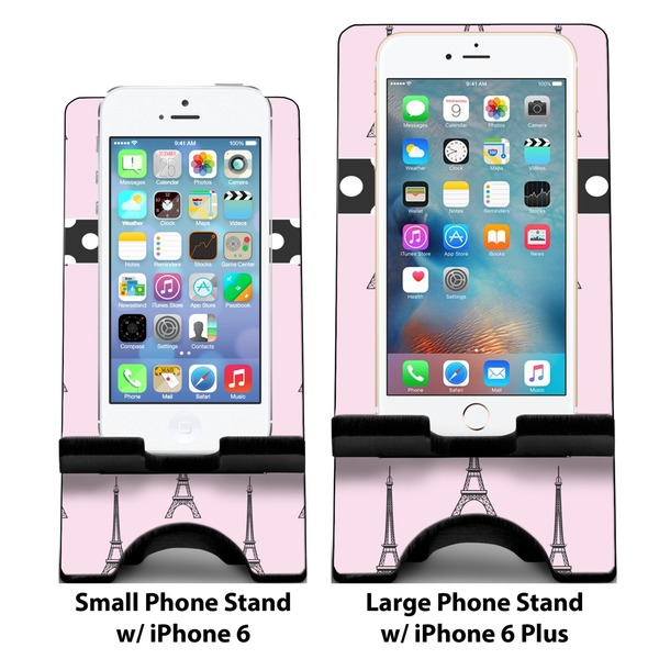 Eiffel Tower Compare Phone Stand Sizes - with iPhones