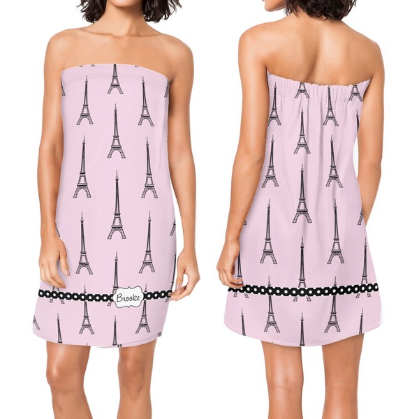 Eiffel Tower Custom Bath Wrap - Front & Back View
