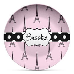 Eiffel Tower Microwave Safe Plastic Plate - Composite Polymer (Personalized)