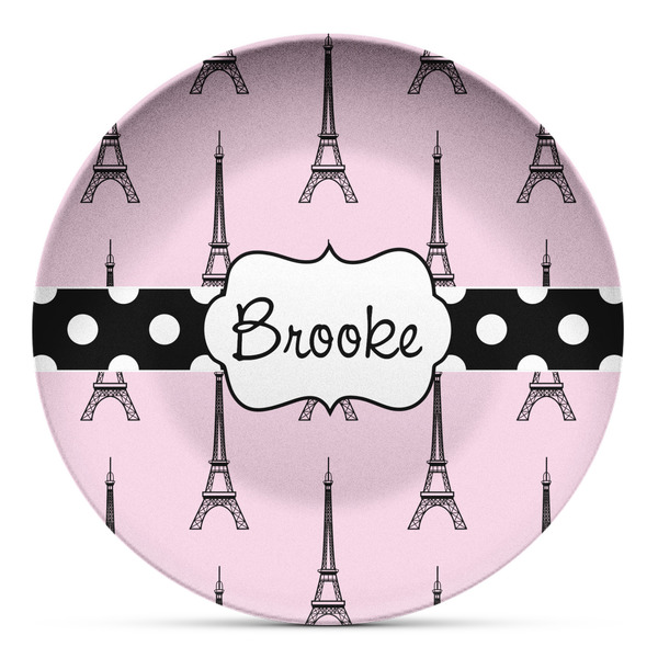 Custom Eiffel Tower Microwave Safe Plastic Plate - Composite Polymer (Personalized)