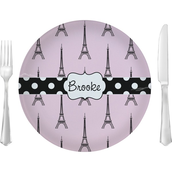 Custom Eiffel Tower 10" Glass Lunch / Dinner Plates - Single or Set (Personalized)