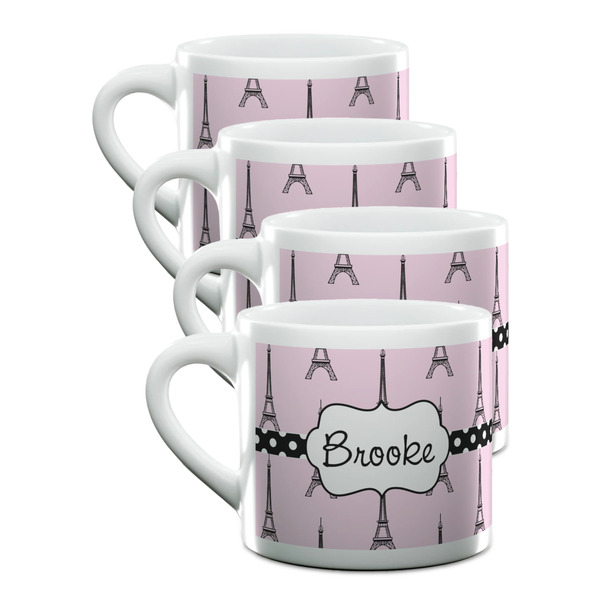 Custom Eiffel Tower Double Shot Espresso Cups - Set of 4 (Personalized)
