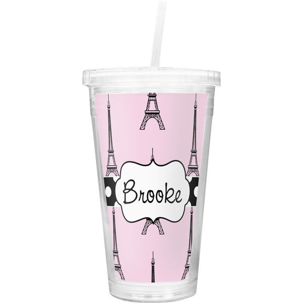 Custom Eiffel Tower Double Wall Tumbler with Straw (Personalized)