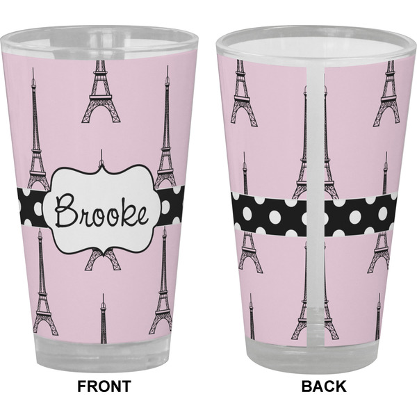 Eiffel Tower Pint Glass - Full Color - Front & Back Views