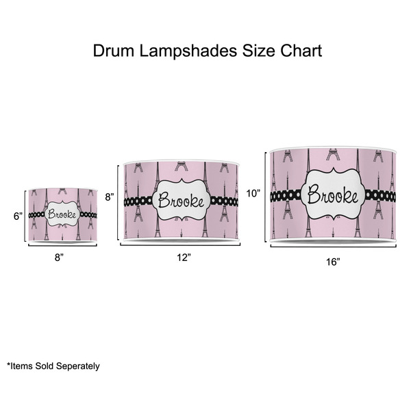 Eiffel Tower Drum Lampshades - Sizing Chart