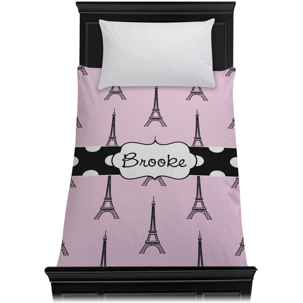 Eiffel Tower Duvet Cover - Twin - On Bed - No Prop