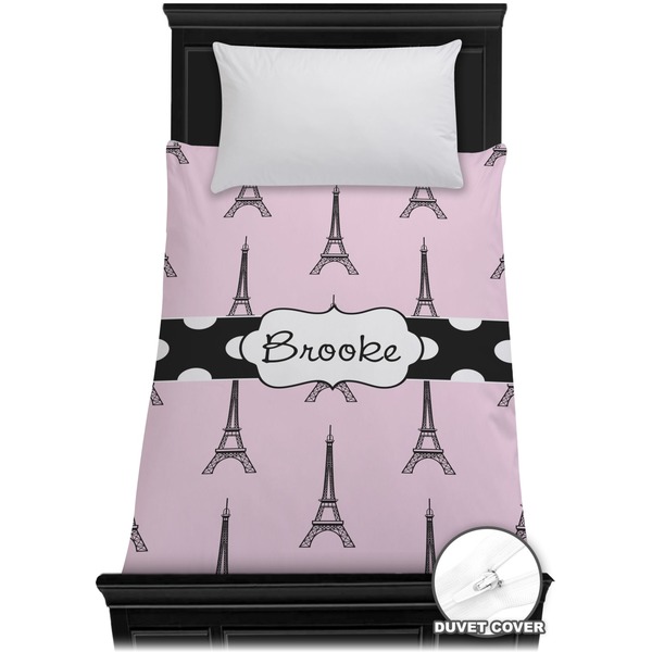 Custom Eiffel Tower Duvet Cover - Twin (Personalized)