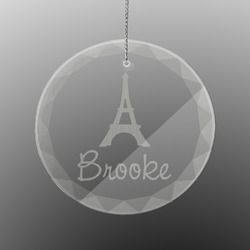 Eiffel Tower Engraved Glass Ornament - Round (Personalized)