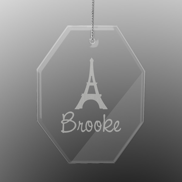 Eiffel Tower Engraved Glass Ornaments - Octagon