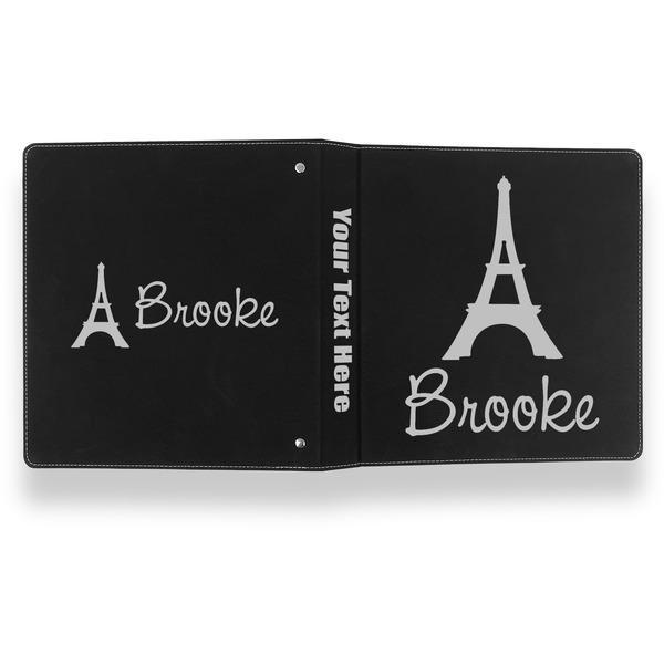Eiffel Tower Leather Binder - 1" - Black- Back Spine Front View