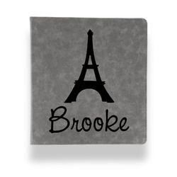 Eiffel Tower Leather Binder - 1" - Grey (Personalized)