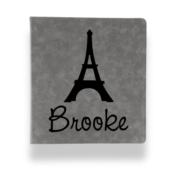 Custom Eiffel Tower Leather Binder - 1" - Grey (Personalized)