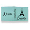 Eiffel Tower Leather Binder - 1" - Teal - Back Spine Front View