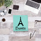 Eiffel Tower Leather Binder - 1" - Teal - Lifestyle View